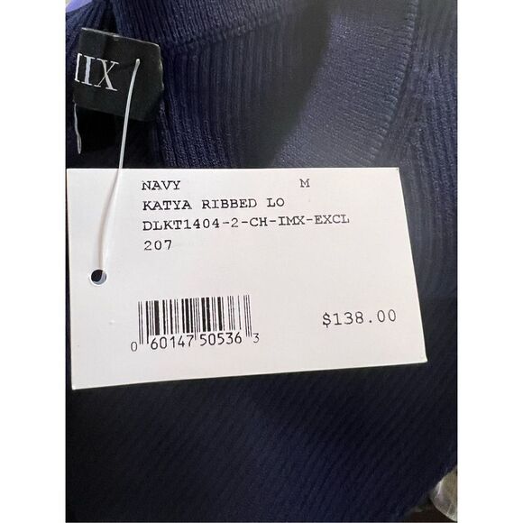 Intermix Women's Navy Crew Neck Katya Rib Knit Short Sleeve Crop Top Size M NWT - Picture 6 of 6